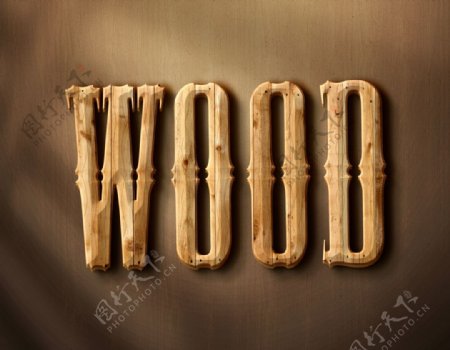 木质WOOD字体设计