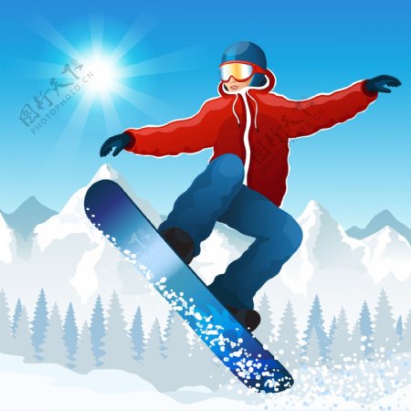 冬季滑雪卡通