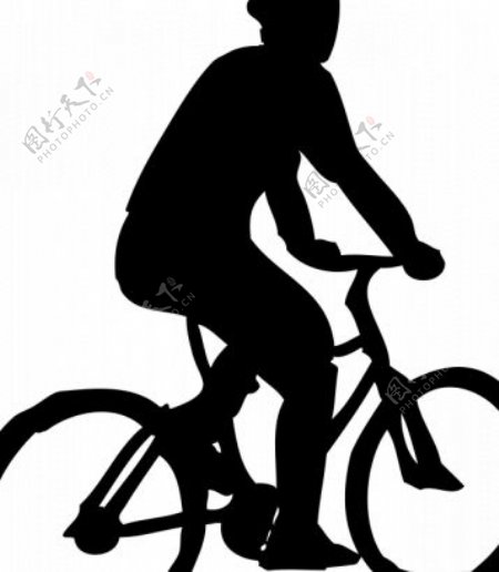 骑自行车的人剪影矢量插图