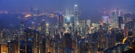 香港维多利亚港高清晰迷人夜景照