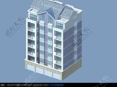独栋高层住宅3D建筑模型.