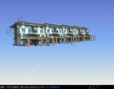连排别墅建筑3d渲染图