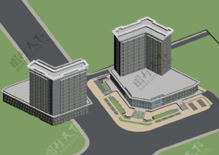 高层行政中心大楼3D模型