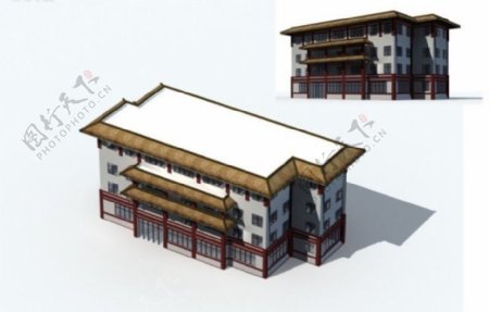 中国古建筑酒楼模型
