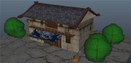 绿树房屋游戏模型素材