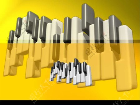 音乐主题钢琴背景黄色PPT模板