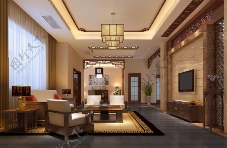 中式客厅设计效果图