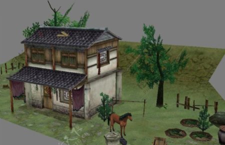 太平村二层农家小屋和一批马