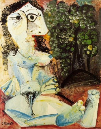 1967Femmenuedansunpaysage西班牙画家巴勃罗毕加索抽象油画人物人体油画装饰画