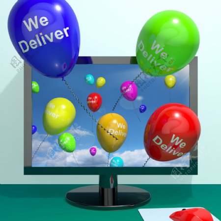 我们把气球从计算机显示交货服务或物流