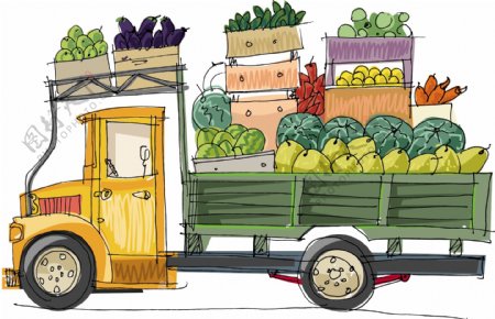 水果蔬菜运输车图片