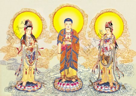 西方三圣图佛祖菩萨