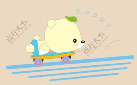 卡通动物滑板小熊设计