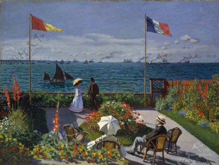 GardenatSainteAdresse1867法国画家克劳德.莫奈oscarclaudeMonet风景油画装饰画