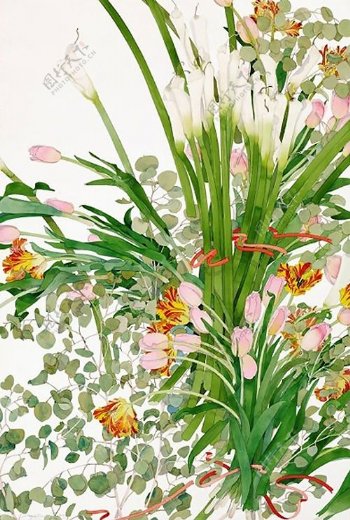 位图写意花卉艺术效果手绘水彩免费素材
