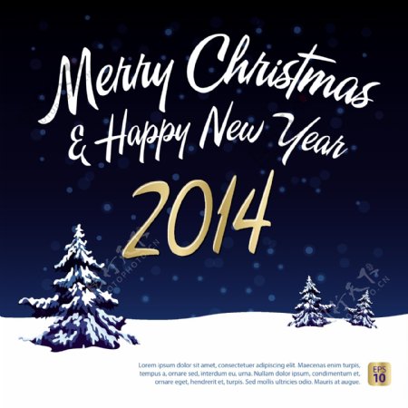 2014蓝色圣诞雪夜海报设计背景矢量素材