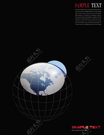 动感线条圈圈地球商务科技背景图片