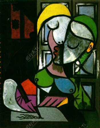 1934Femme淇ivant西班牙画家巴勃罗毕加索抽象油画人物人体油画装饰画