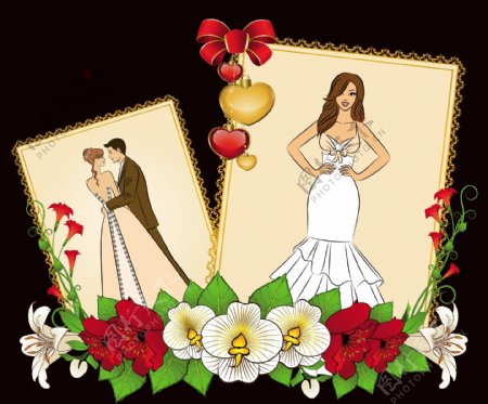 新郎新娘相框婚礼背景图片