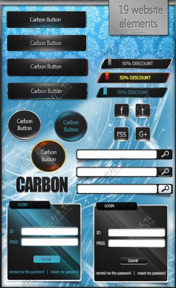 酷碳WebUI元素集PSD