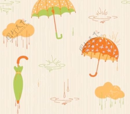 雨伞及彩色水珠