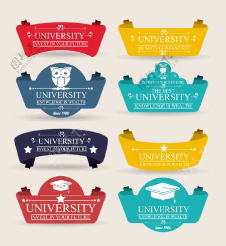 彩色大学校园标签