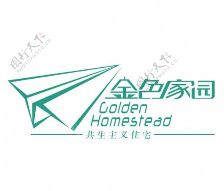 金色家园LOGO矢量素材纸飞机标志设计