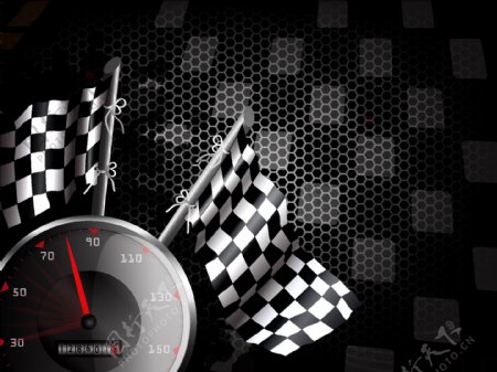 赛车主题背景图案矢量素材04车速里程表的比赛