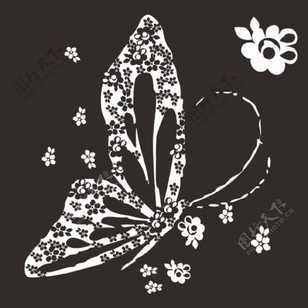 印花矢量图色彩黑白色蝴蝶抽象免费素材