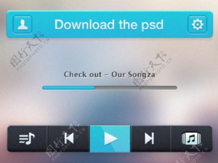 iPhone的音乐播放器的导航界面PSD