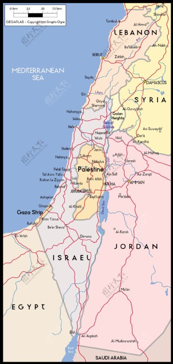 美丽的世界地图矢量素材以色列巴勒斯坦地图