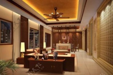 中国式的现代实木客厅