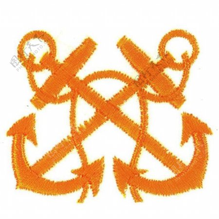 绣花色彩橙色船锚图标免费素材
