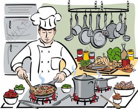 卡通烹饪厨师