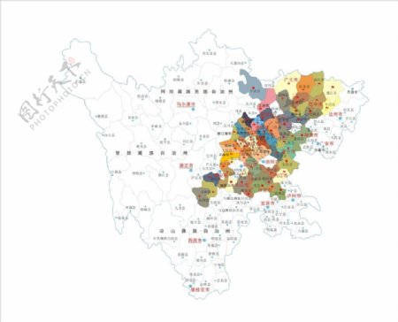 四川县级地图每个县都是可以填充的