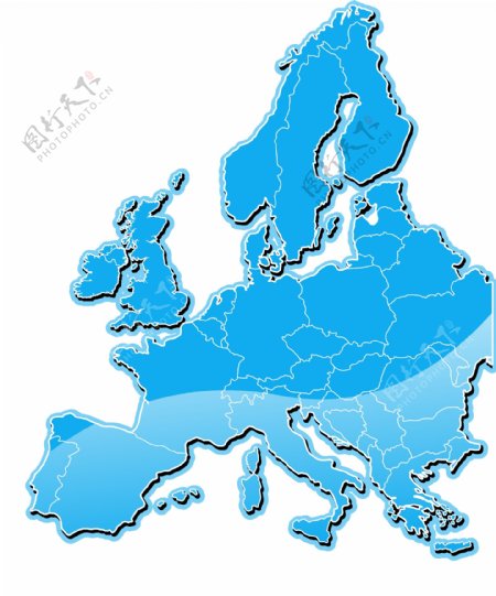 蓝色的欧洲地图矢量设计