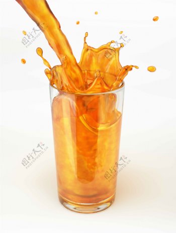 高清冲倒橙汁图片