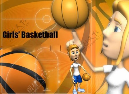 3D篮球运动PPT模板