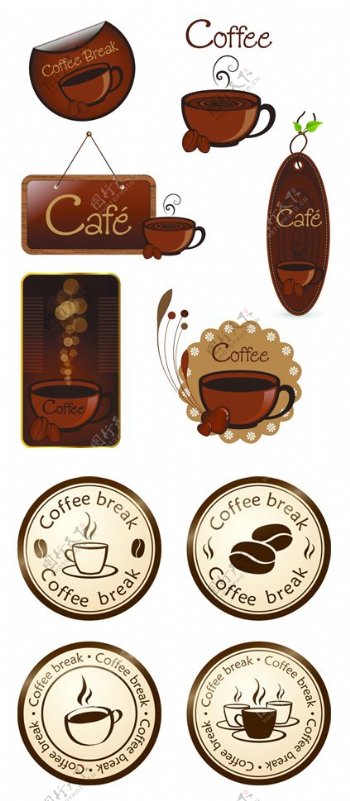 各种咖啡标签矢量素材