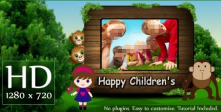 快乐的卡通儿童公园可做儿童节AE模板