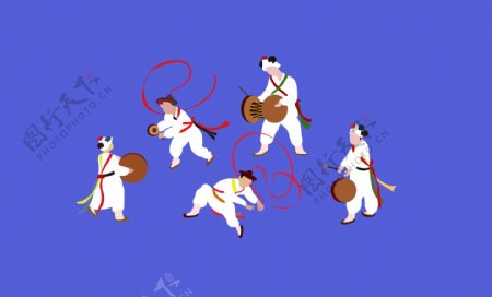 韩国传统舞蹈矢量素材