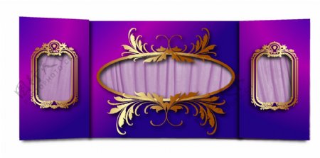 紫色简约雕花窗欧式图腾宫廷风婚礼背板背景