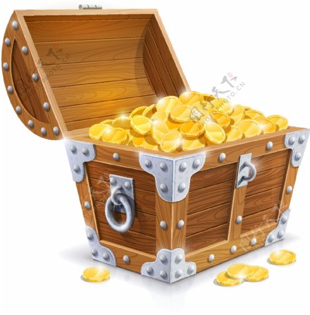 装满金币的木宝箱