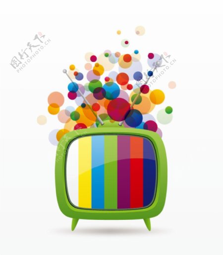 彩色气泡电视机矢量素材