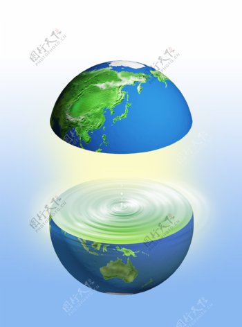分割开地球中的水滴水珠图片