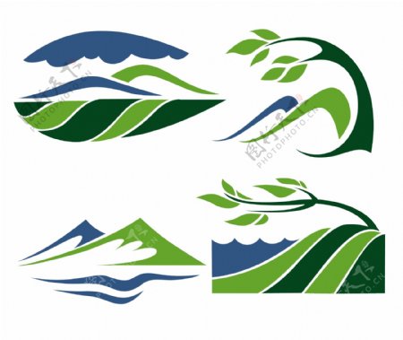 绿色山川树木logo图片
