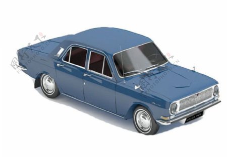 蓝色复古汽车3d模型