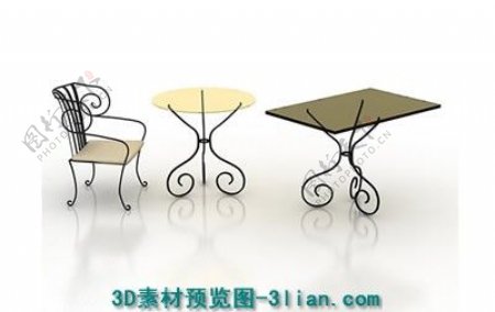 3d铁艺休闲桌椅模型