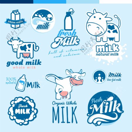 10款牛奶标签标志矢量素材