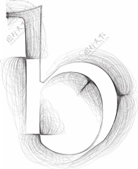 手绘字体字母B矢量插画